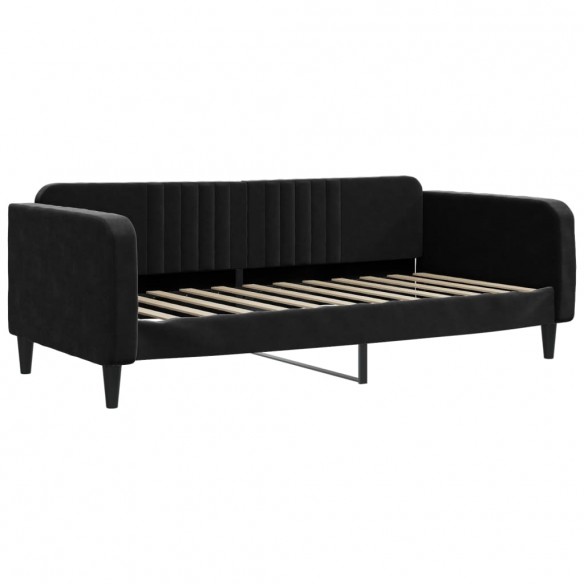 Lit de jour avec matelas noir 100x200 cm velours