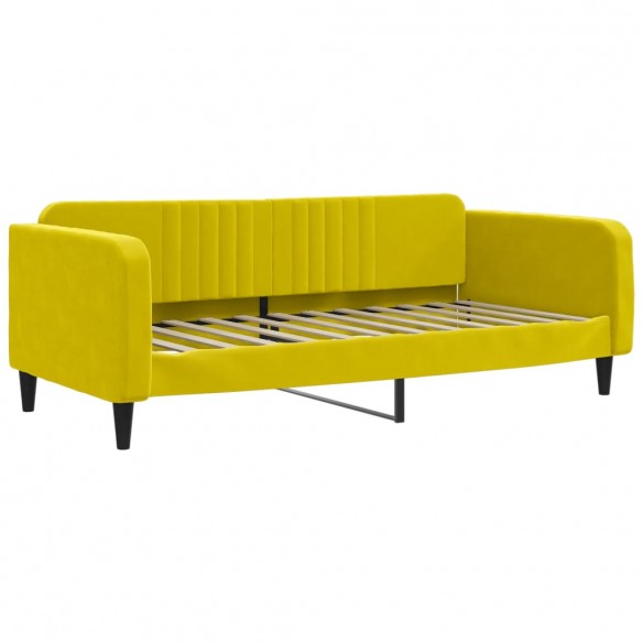 Lit de jour avec matelas jaune 90x200 cm velours