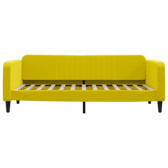 Lit de jour avec matelas jaune 90x200 cm velours