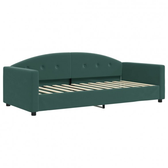 Lit de jour avec matelas vert foncé 90x200 cm velours