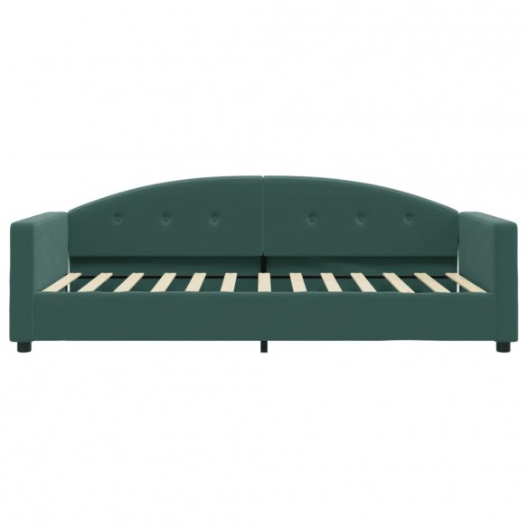 Lit de jour avec matelas vert foncé 90x200 cm velours