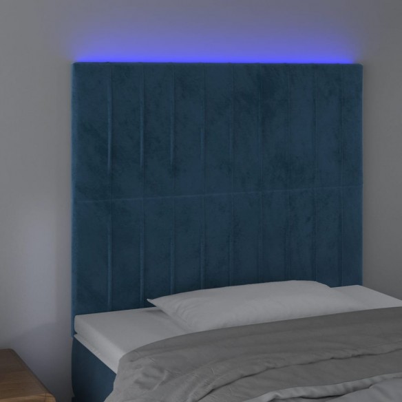 Tête de lit à LED Bleu foncé 80x5x118/128 cm Velours