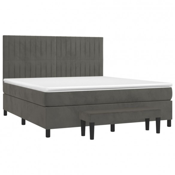 Cadre de lit et matelas Gris foncé 160x200cm Velours