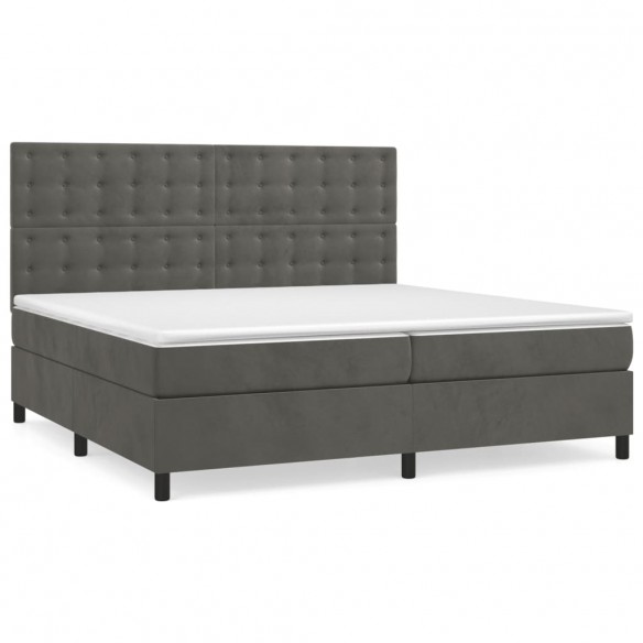 Cadre de lit et matelas Gris foncé 200x200cm Velours