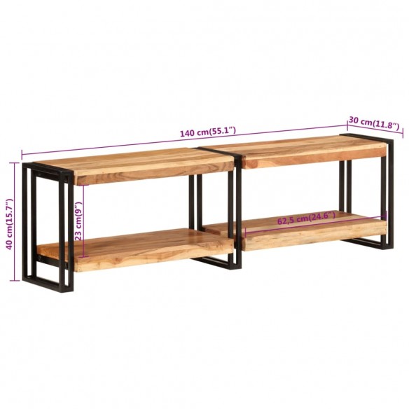 Meuble TV 140x30x40 cm bois d'acacia massif