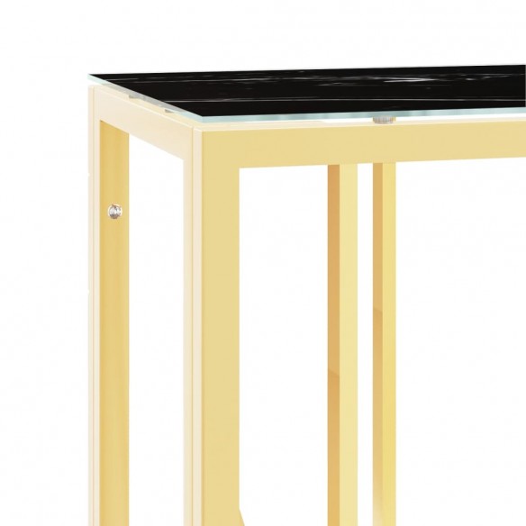 Table console doré 110x30x70 cm acier inoxydable et verre