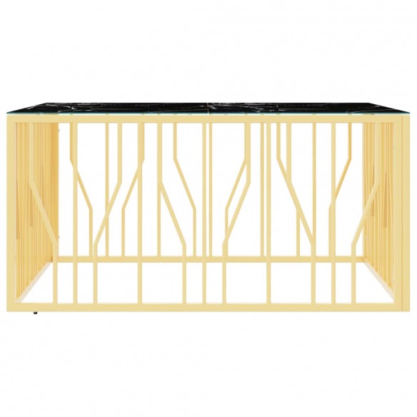 Table basse doré 100x100x50 cm acier inoxydable et verre