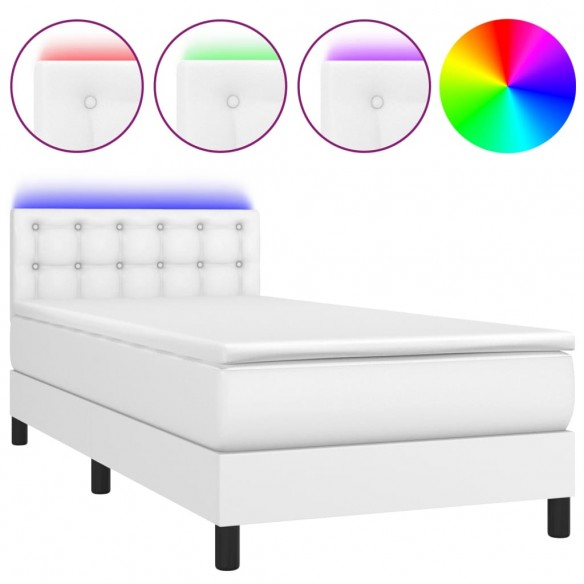 Sommier à lattes de lit avec matelas et LED Blanc 90x200cm