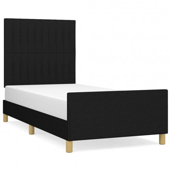 Cadre de lit avec tête de lit Noir 90x200 cm Tissu