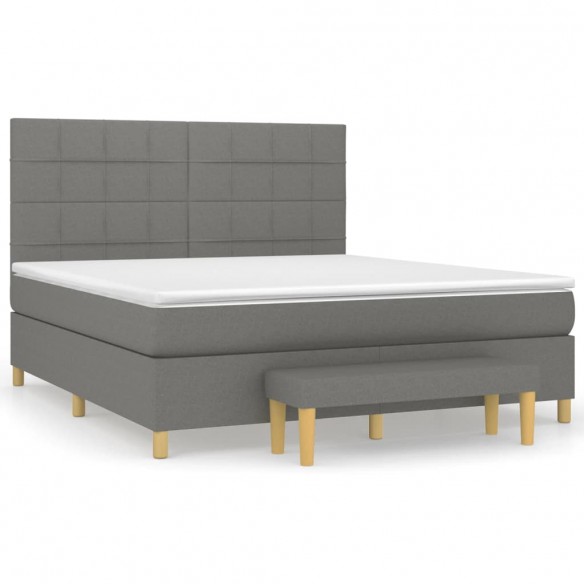 Cadre de lit avec matelas Gris foncé 160x200cm Tissu