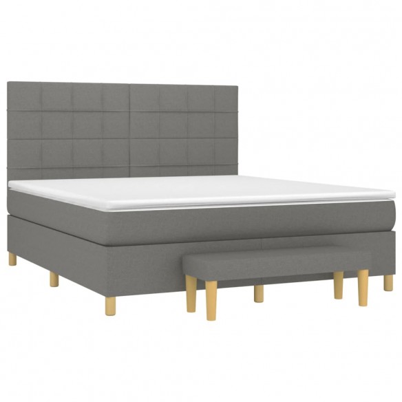 Cadre de lit avec matelas Gris foncé 160x200cm Tissu