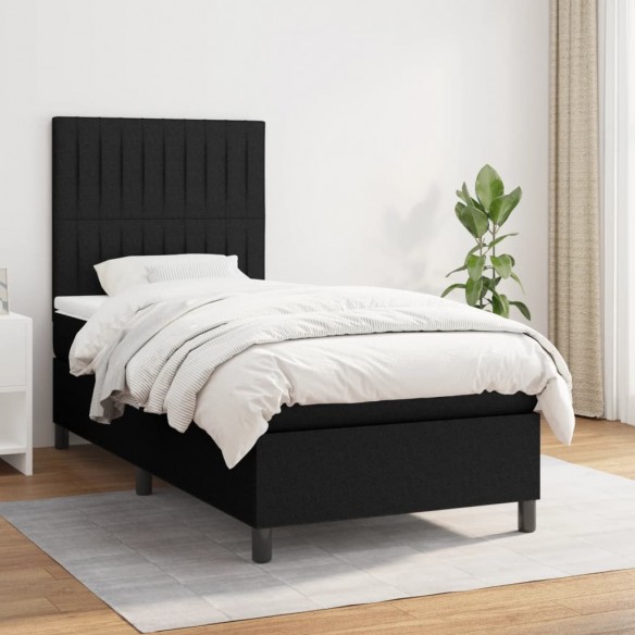 Cadre de lit avec matelas Noir 90x200 cm Tissu