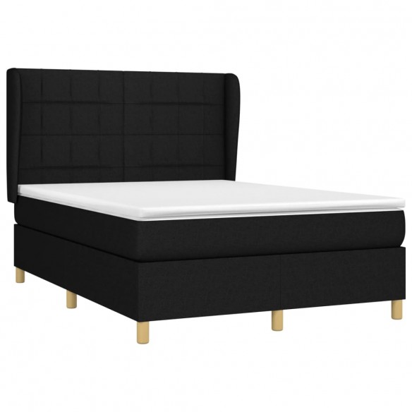 Cadre de lit avec matelas Noir 140x190 cm Tissu