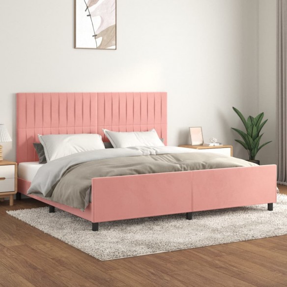 Cadre de lit avec tête de lit Rose 200x200 cm Velours