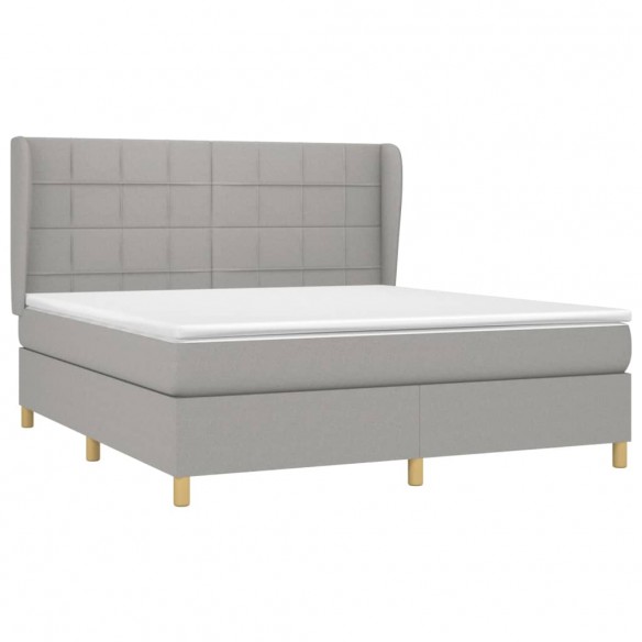 Sommier à lattes de lit avec matelas Gris clair 160x200cm Tissu