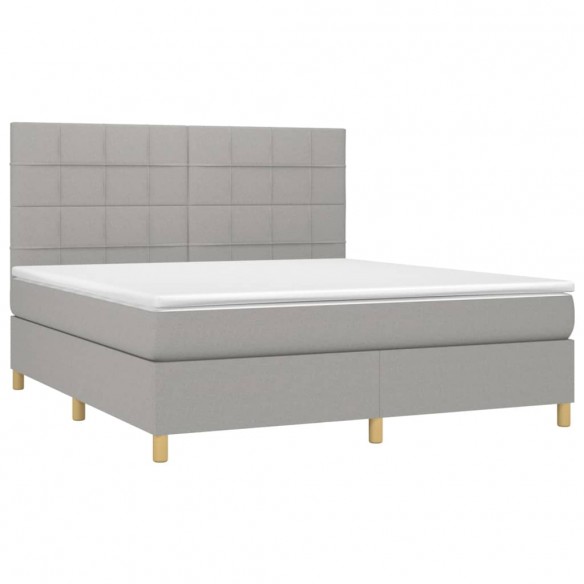 Sommier à lattes de lit matelas et LED Gris clair 160x200 cm