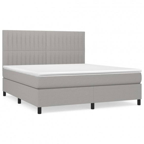 Cadre de lit avec matelas Gris clair 180x200cm Tissu