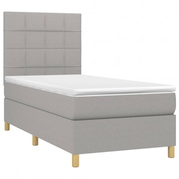 Cadre de lit et matelas et LED Gris clair 90x200 cm