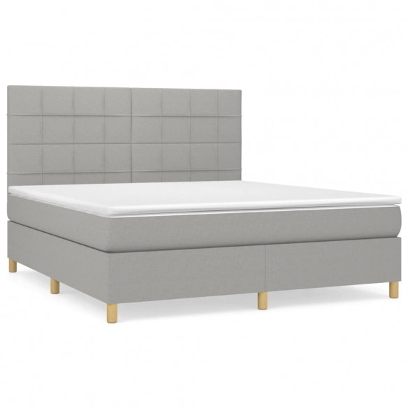 Cadre de lit avec matelas Gris clair 180x200cm Tissu