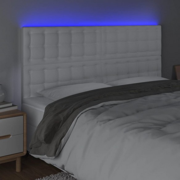 Tête de lit à LED Blanc 180x5x118/128 cm Similicuir