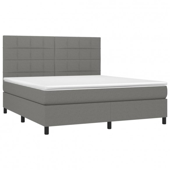 Cadre de lit avec matelas Gris foncé 160x200cm Tissu