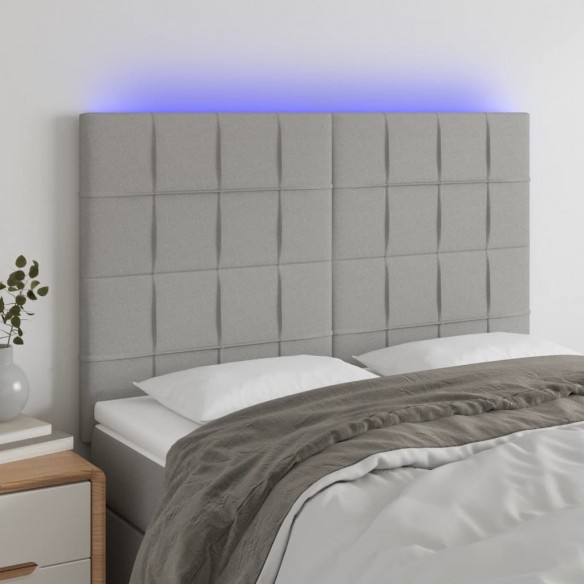 Tête de lit à LED Gris clair 144x5x118/128 cm Tissu
