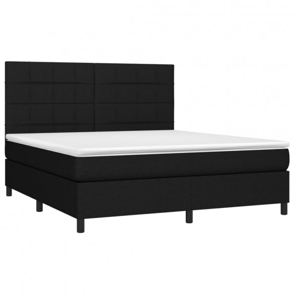 Cadre de lit et matelas et LED Noir 180x200 cm Tissu