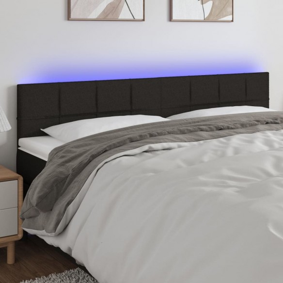 Tête de lit à LED Noir 200x5x78/88 cm Tissu