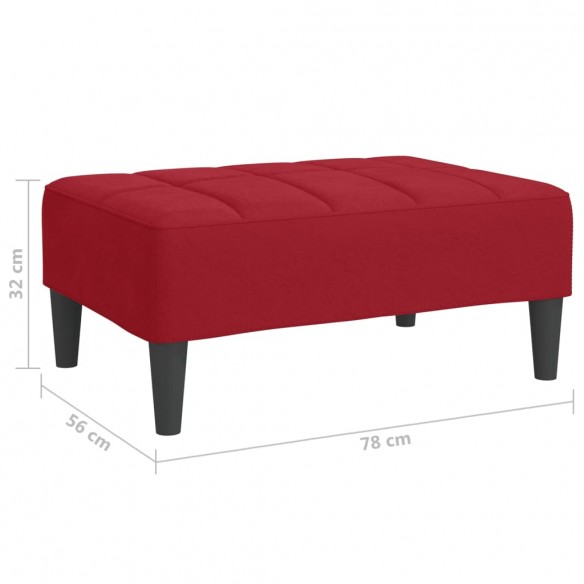 Repose-pied Rouge bordeaux 78x56x32 cm Velours