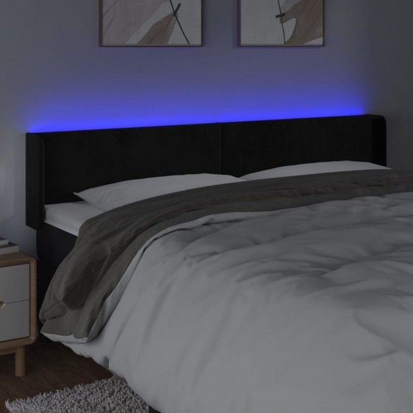 Tête de lit à LED Noir 203x16x78/88 cm Velours