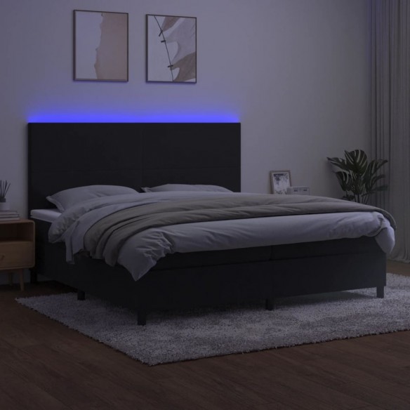 Cadre de lit et matelas LED Noir 200x200 cm Velours