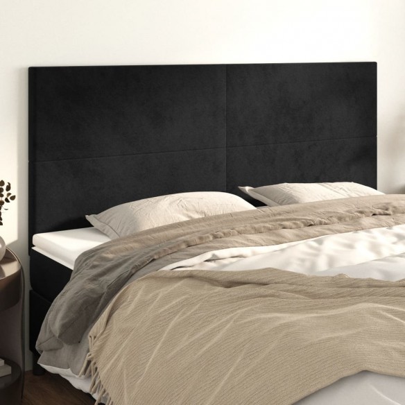 Têtes de lit 4 pcs Noir 100x5x78/88 cm Velours