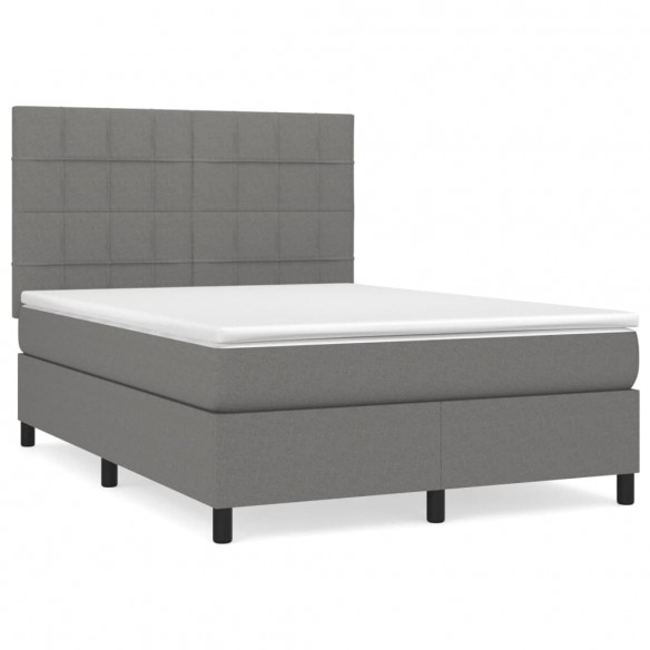 Cadre de lit avec matelas Gris foncé 140x200cm Tissu