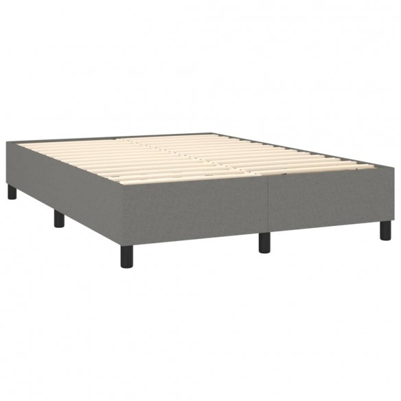 Cadre de lit matelas LED Gris foncé 140x200 cm Tissu