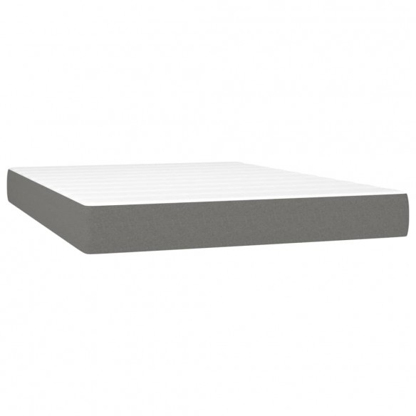 Cadre de lit matelas LED Gris foncé 140x200 cm Tissu