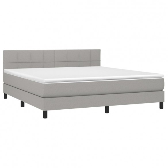 Cadre de lit avec matelas Gris clair 180x200cm Tissu