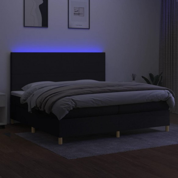 Cadre de lit et matelas et LED Noir 200x200 cm Tissu