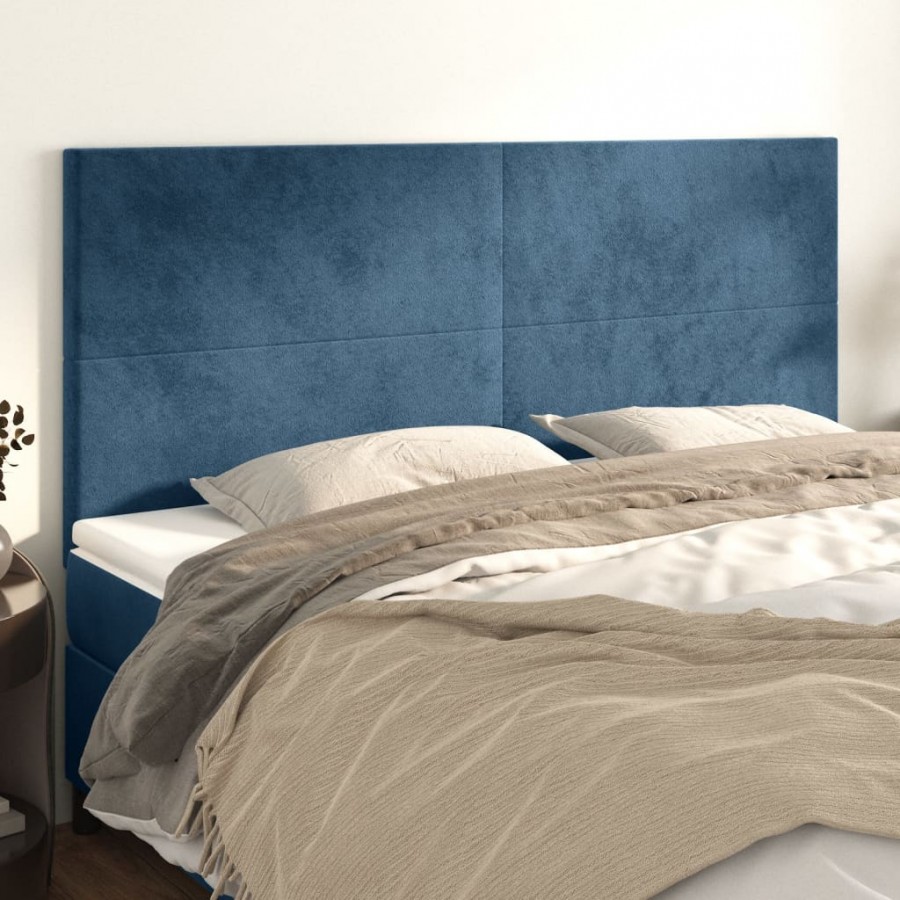 Têtes de lit 4 pcs Bleu foncé 100x5x78/88 cm Velours