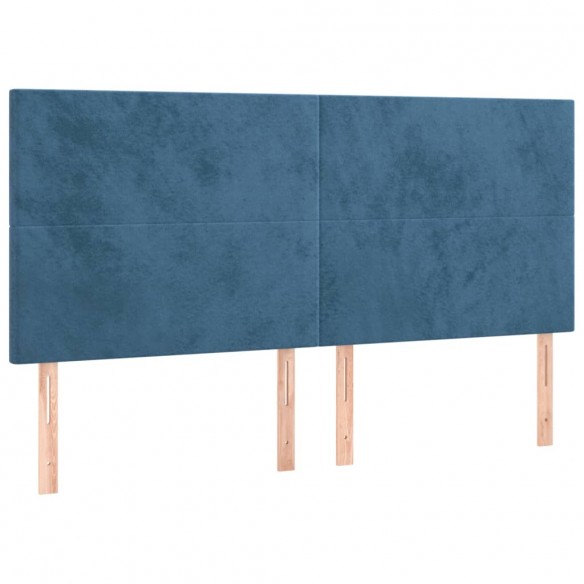 Têtes de lit 4 pcs Bleu foncé 100x5x78/88 cm Velours