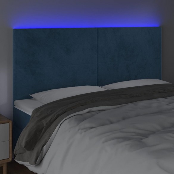 Tête de lit à LED Bleu foncé 200x5x118/128 cm Velours