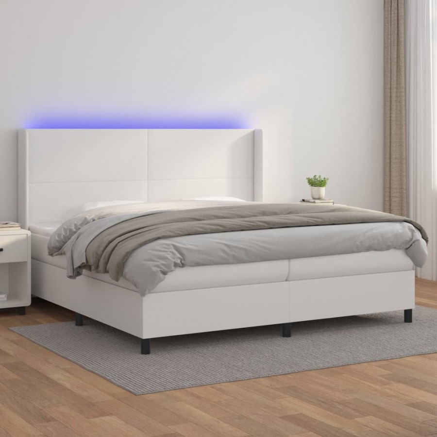 Cadre de lit matelas LED Blanc 200x200 cm Similicuir