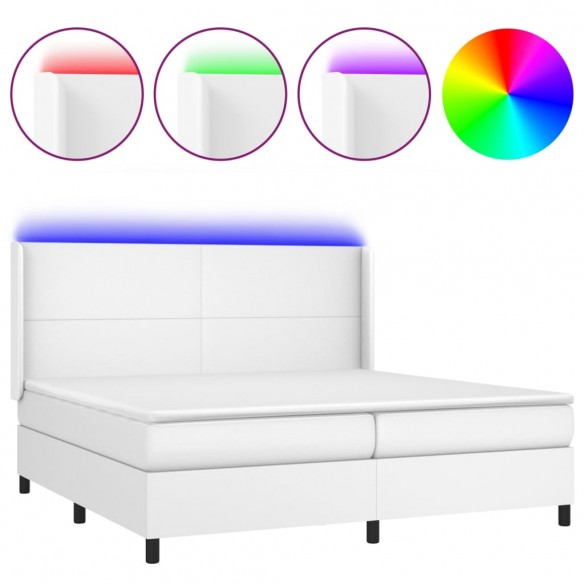 Cadre de lit matelas LED Blanc 200x200 cm Similicuir