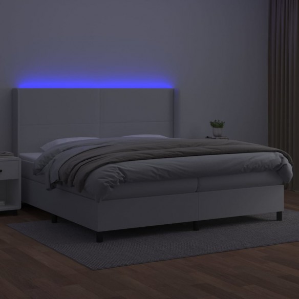 Cadre de lit matelas LED Blanc 200x200 cm Similicuir