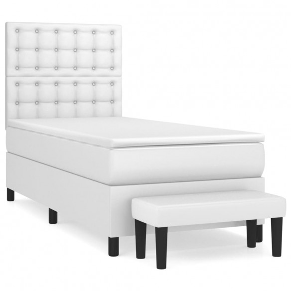 Cadre de lit avec matelas Blanc 90x190 cm Similicuir