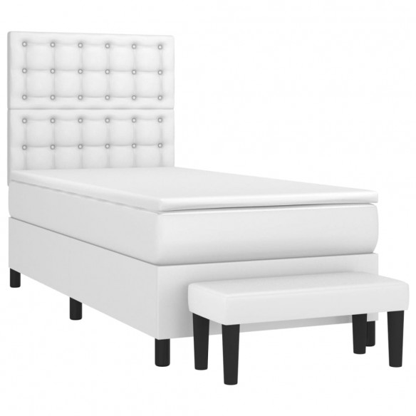 Cadre de lit avec matelas Blanc 90x190 cm Similicuir