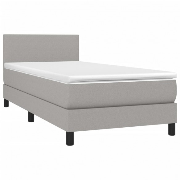 Sommier à lattes de lit avec matelas et LED Gris clair 90x200cm