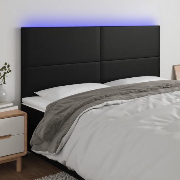 Tête de lit à LED Noir 160x5x118/128 cm Similicuir