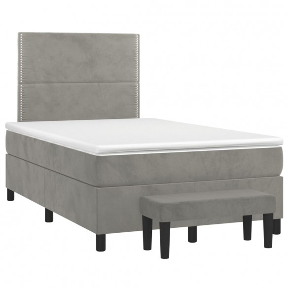 Cadre de lit et matelas Gris clair 120x200cm Velours