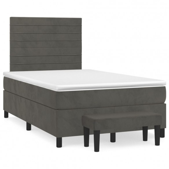 Cadre de lit et matelas Gris foncé 120x200cm Velours