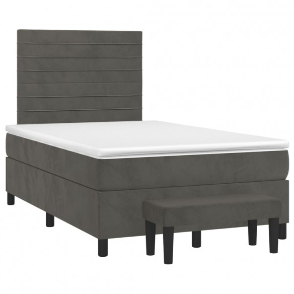 Cadre de lit et matelas Gris foncé 120x200cm Velours